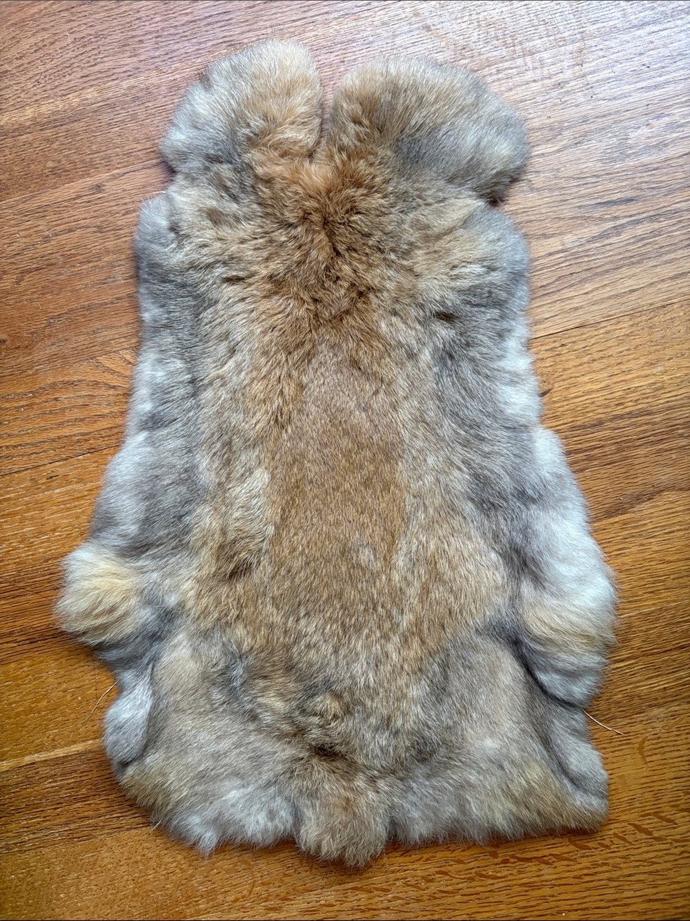 C0036 Brown Gray Soft Rabbit Fur Pelt Craft Supply
